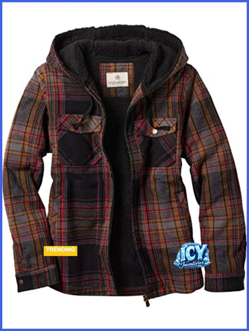Women's Berber Lined Shirt Jacket Hooded Plaid Faux Fur Sherpa Shacket with